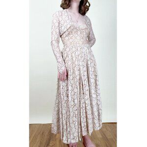 Vintage 50s Lace Midi Maxi Dress Set Formal Wedding Whimsigoth Regency Victorian